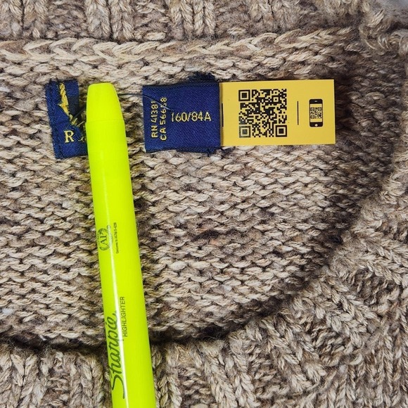 Rare Polo Ralph Lauren Aztec Flower Intarsia Sweater S Beige Multi Unisex $425 - Picture 5 of 14